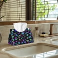 thumbnail image 5 of COEQINE Tissue Box Cover PU Leather Napkin Tissue Case Rectangle Tissue Holder Modern Table Dryer Sheet Dispenser for Creative Home Kitchen Car Halloween Decor, Cat Pumpkin Bat Skull Colorful, 5 of 7