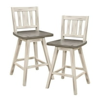 OakvillePark Roscoe Swivel Counter Height Barstool (Set of 2), White/Gray