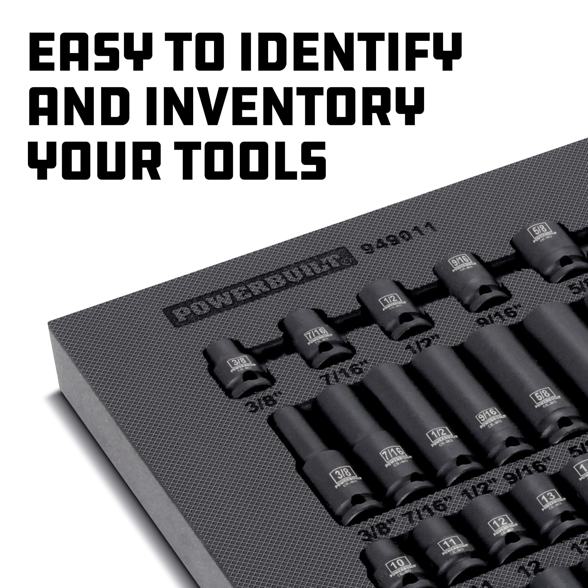 Powerbuilt 40 Piece 3/8 Inch Drive 6 Point SAE & Metric Pro Tech Impact Socket Set - 949011
