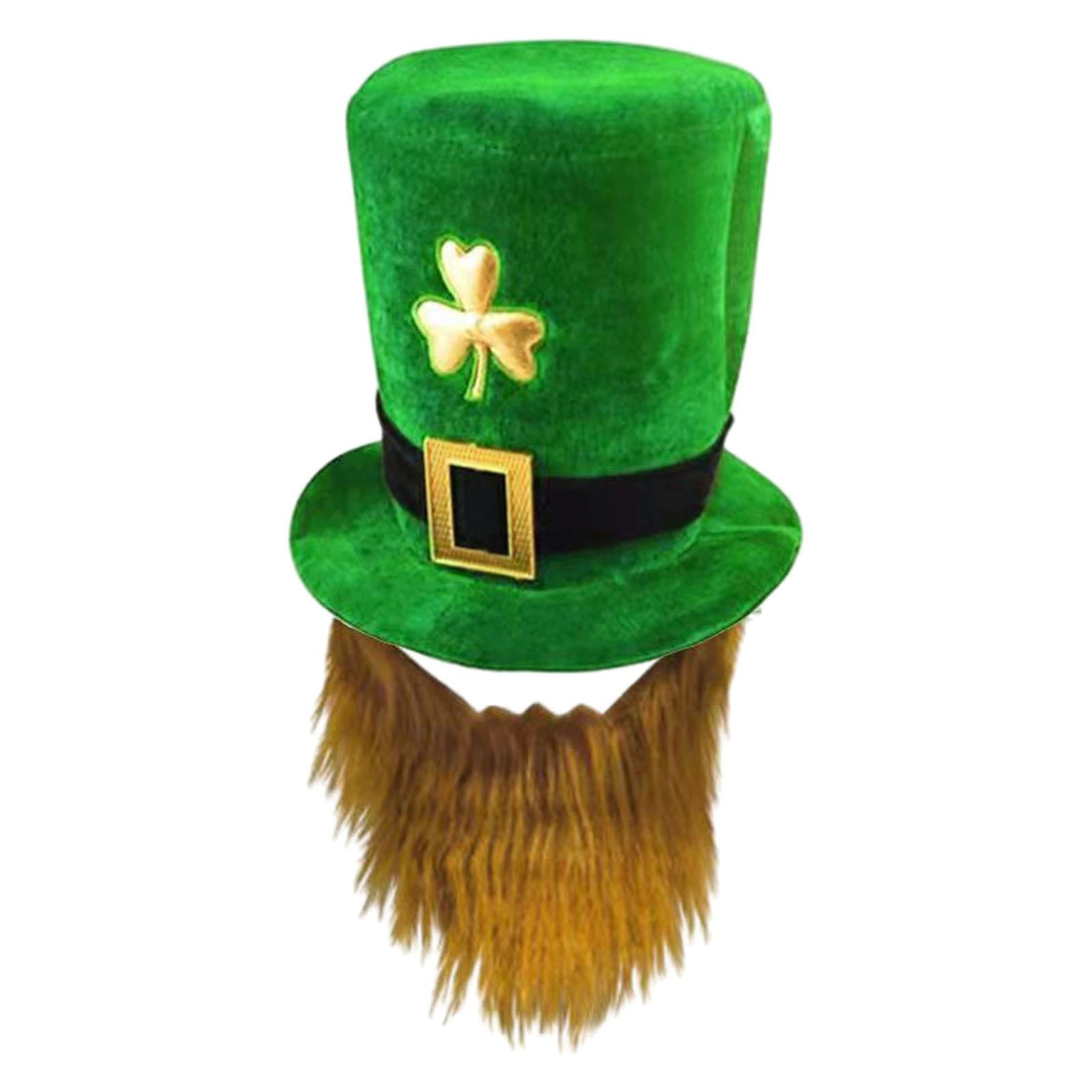 Outfit Accessories Party Supply St Party Favor Patrick's Day Irish Top Hat and Beard Leprechaun Green Dress-up Costume 