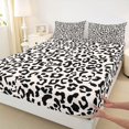 thumbnail image 4 of Castle Fairy Retro Leopard Skull King Sheets 4pcs,Cream Cheetah Skeleton Pattern Bedding,Ivory Black,1 Fitted Sheet,1 Flat Sheet and 2 Pillowcases, 4 of 6