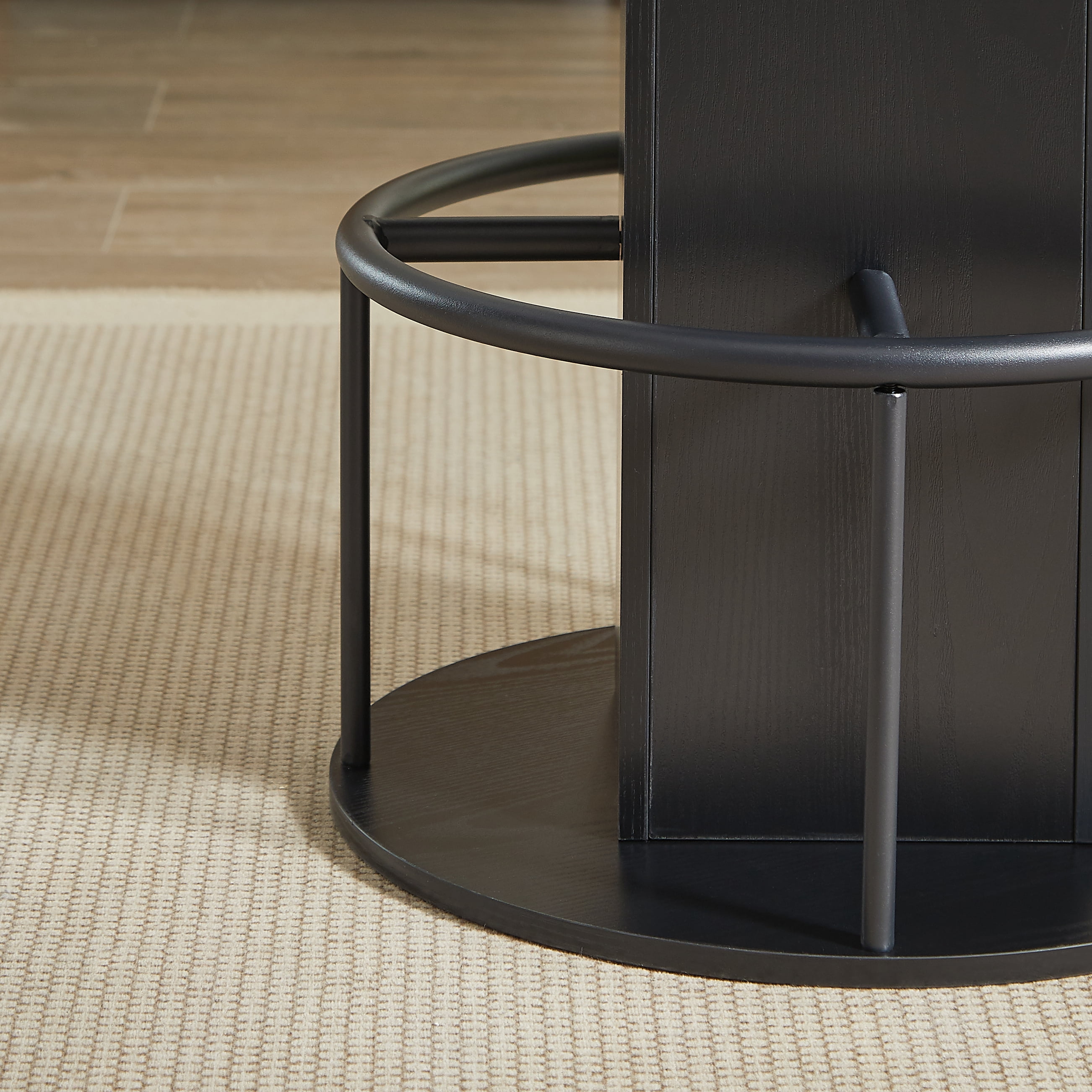 3-Piece Bar Table and Stool Set, 31.5-inch Round Table with Two Stools, Black