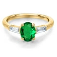 thumbnail image 3 of Gem Stone King 10K Yellow Gold Green Nano Emerald and Lab Grown Diamond Engagement Ring for Women | 1.05 Cttw | Oval 8X6MM | Gemstone May Birthstone | Size 7, 3 of 6