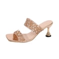 thumbnail image 2 of DIVVce Rhinestone Double Strap Kitten Heel Slides For Women Open Toe Slip On Comfort Evening Footwear, 2 of 8