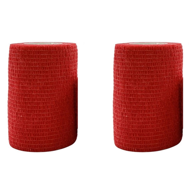 2X Cinta Envolvente Elástica Autoadhesiva Deportiva Roja para Rodilleras, Almohadillas para Soporte de Dedos, Tobillo, Palma y Hombro