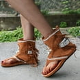 thumbnail image 4 of JeashCHAT Tassel Sandals for Women, Retro Bohemian Gladiator Fringe Casual Flat Sandals Clip Toe Flip-Flops T-Strap Roman Open Toe Summer Beach Sandals Boots for Travel Vacation (Brown), 4 of 9