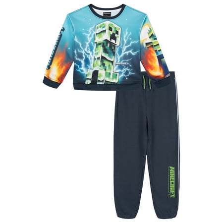 Minecraft Toddler Boys 2-Piece Fleece Sweatshirt and Joggers Set Navy