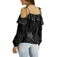 thumbnail image 3 of INC International Concepts Women's Cold-Shoulder Blouse Deep Black Size XS, 3 of 3