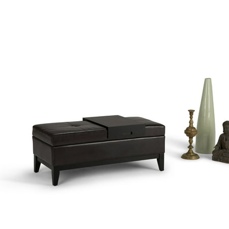 Simpli Home Oregon Storage Ottoman Bench With Tray Walmart Com