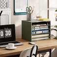 5 Tier Bamboo Desktop Organizer with Adjustable Shelves, Paper and Mail ...