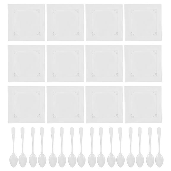 FELTECHELECTR Clear Plastic Square Plates for Party Use Reusable and Safe Transparent Small Dessert Plates 100pcs