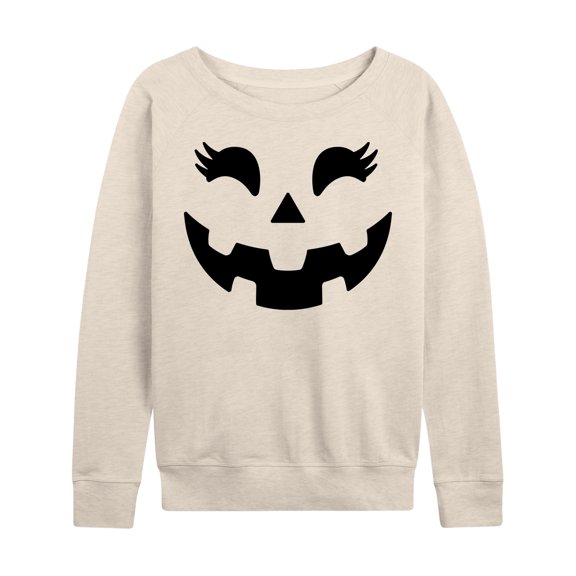 Instant Message - Pumpkin Face 2 - Women's Lightweight French Terry Long Sleeve Shirt