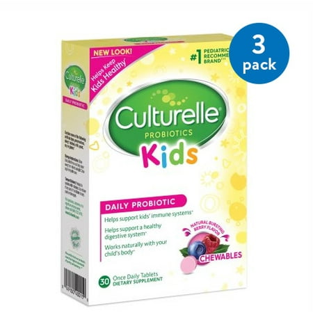 (3 Pack) Culturelle Probiotic Kids Daily Probiotic - 30 (Best Probiotic For One Year Old)