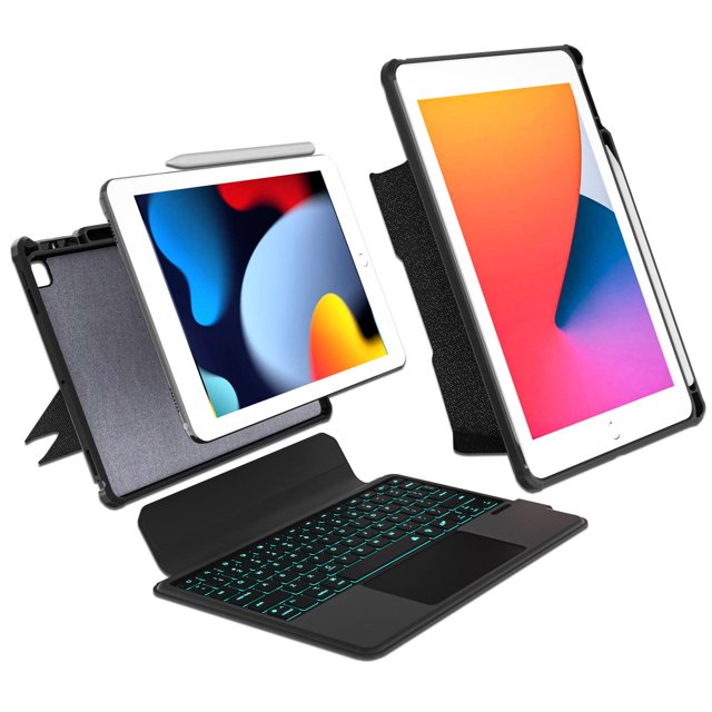 Funda con teclado baaaq compatible con iPad 10.2 pulgadas 2021 de 9.ª, 8.ª y 7.ª generación