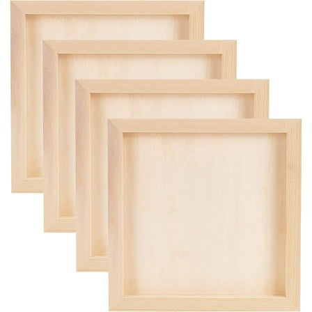 4pcs Wood Painting Canvas Panels 7.8x7.8 Inch Square Unfinished Wood Cradled Painting Panel Boards