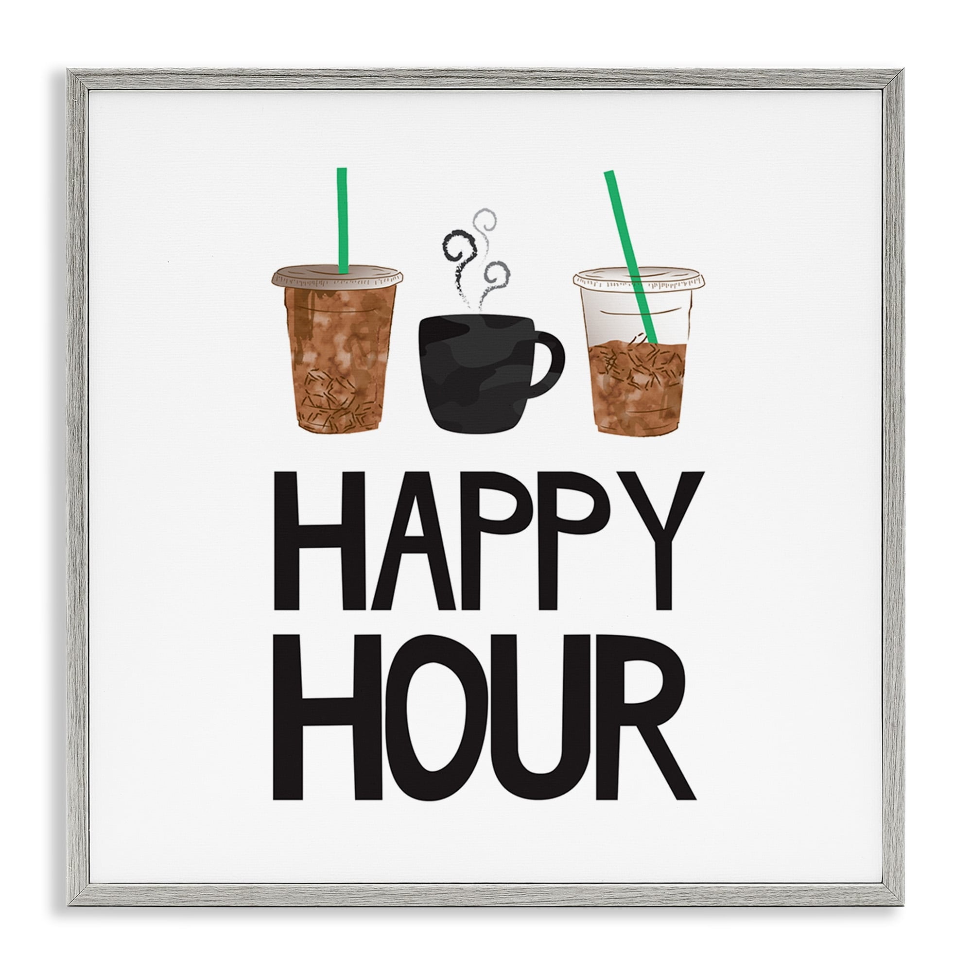 Stupell Industries Happy Hour Phrase Coffee Iced Drink Kitchen Beverage, 12 x 12, Design by Jennifer McCully