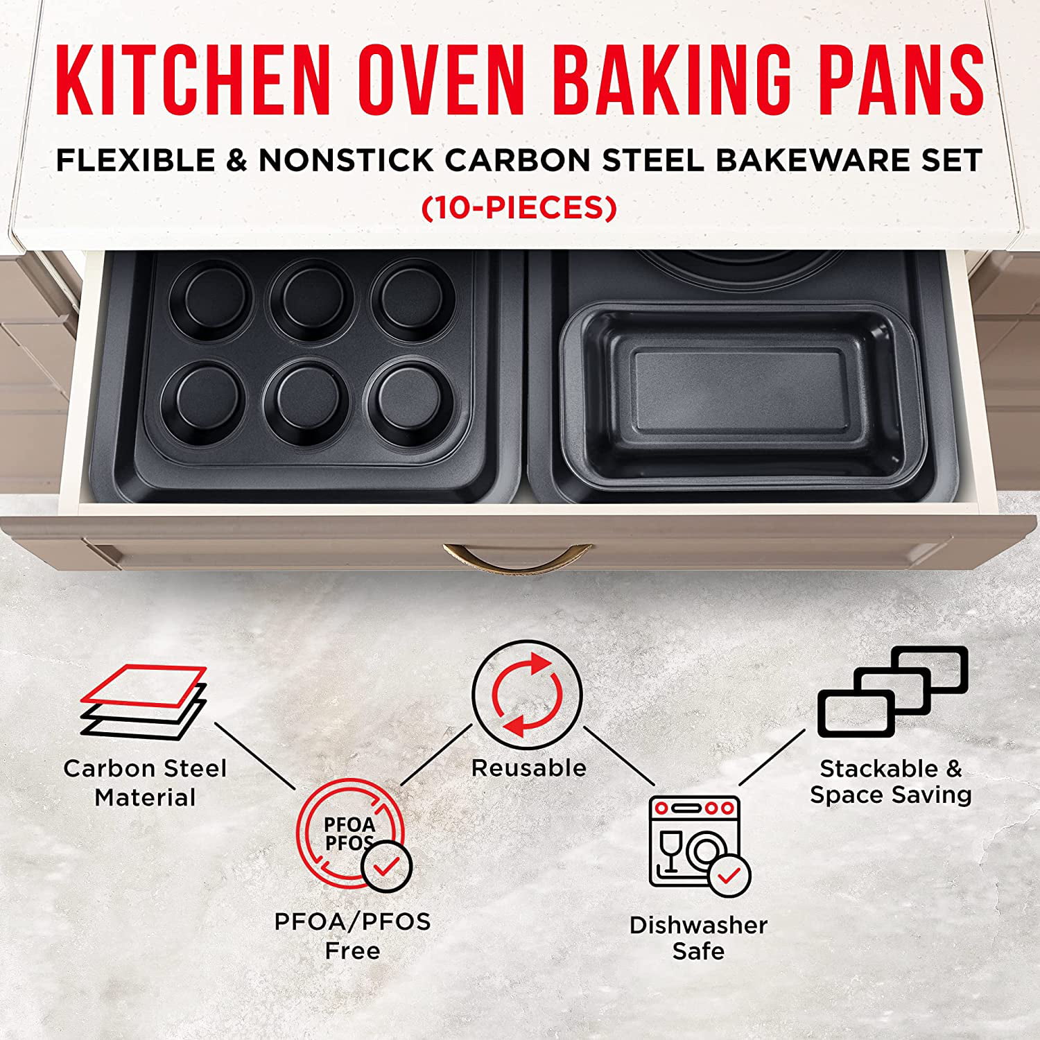 Nonstick Stackable Bakeware Set - PFOA, PFOS, PTFE Free Baking Tray Se –  storeoryx