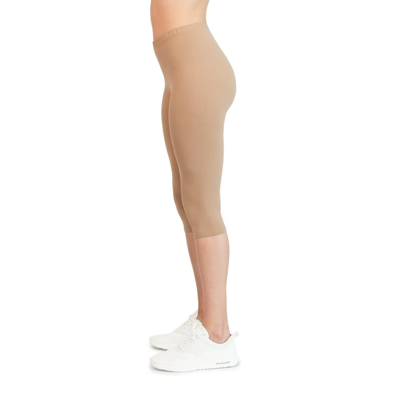 Capri Leggings - Plus Size - 1 Inch Waistband - Khaki 