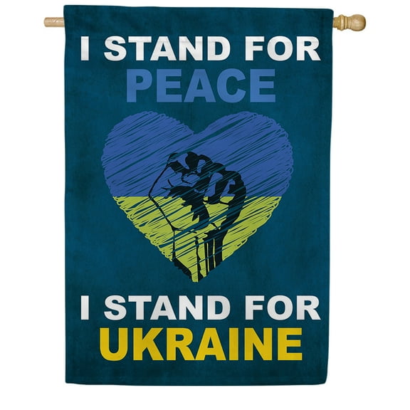 America Forever I Stand for Peace I Stand for Ukraine House Flag 28x40 inch Double Sided Outdoor Yard Decorative Ukraine Russia Conflict Stop the War Support Ukraine National Flag