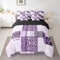 thumbnail image 3 of Feelyou Leopard Zebra Print Twin Bedding Sets 7-Piece for Adult, Dreamy Purple Bedding Comforter Set, Modern Abstract Stripes Reversible Sheet Sets, Super Cozy Room Decor, 3 of 9