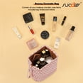 thumbnail image 4 of SUOSDEY Double Layer Makeup Bag Checkered Cosmetic Travel Bag for Women Men Organizers with Handle, 4 of 8