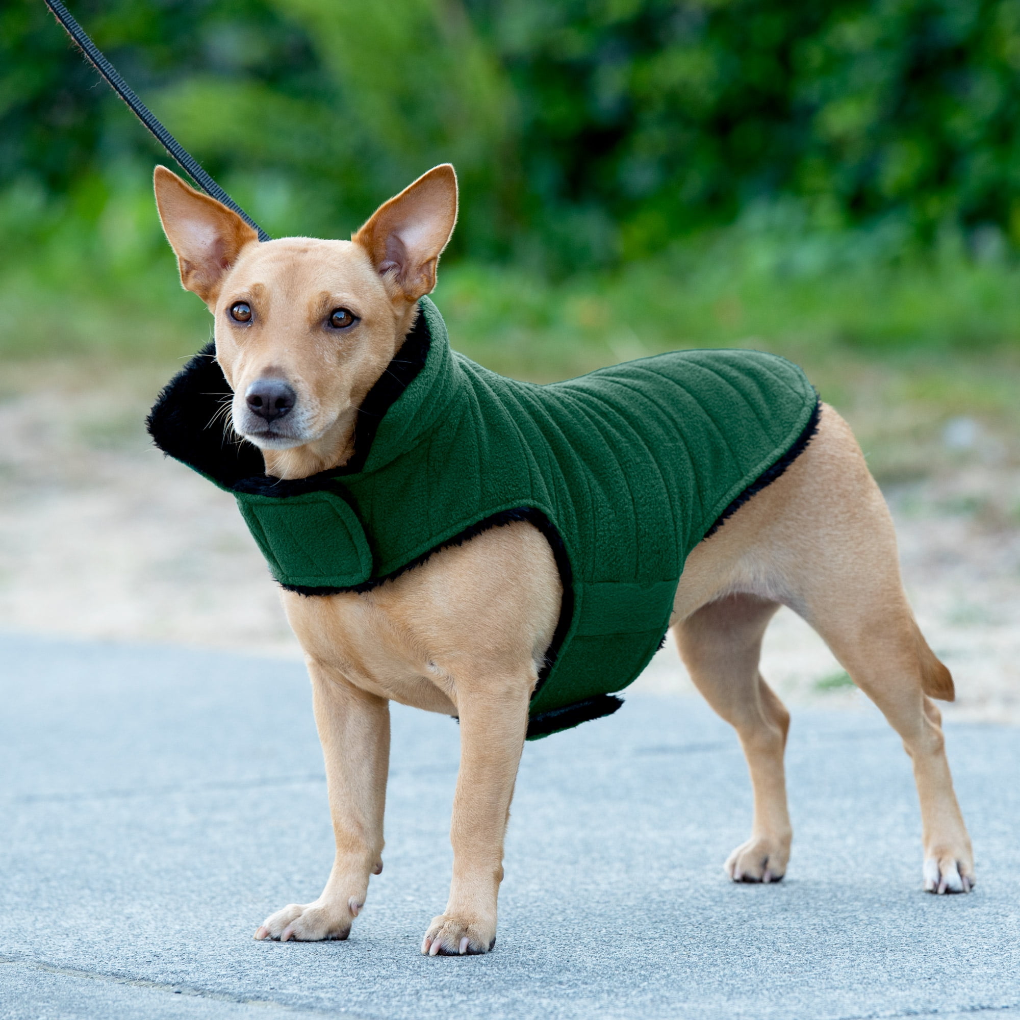 Furhaven X-Small Dog Coat Flex-Fit Reversible Sherpa & Plaid Fleece Jacket Washable - Cream/Red Ex FurHaven Flex-Fit Reversible Plush Faux Fur Dog Coat - Small