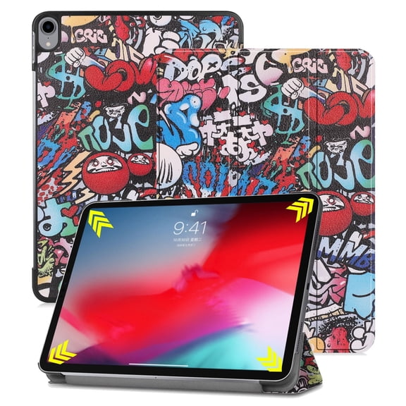 New iPad Pro 11 Inch Case 2018, Allytech Ultra Slim Trifold Stand Folio Flip Auto Sleep Wake (Support 2nd Gen Apple Pencil Wireless Charging) Protective Cover for Apple iPad Pro 11", Scrawl