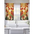 thumbnail image 5 of Retro Floral Sheer Curtains 45 inches Long 2 Panels Set Red White Yellow Poppy Flowers Oil Painting Tiers Sheers Rod Pocket Small Window Short Curtains for Kitchen Cafe, Each 52" W x 45" L, 5 of 7
