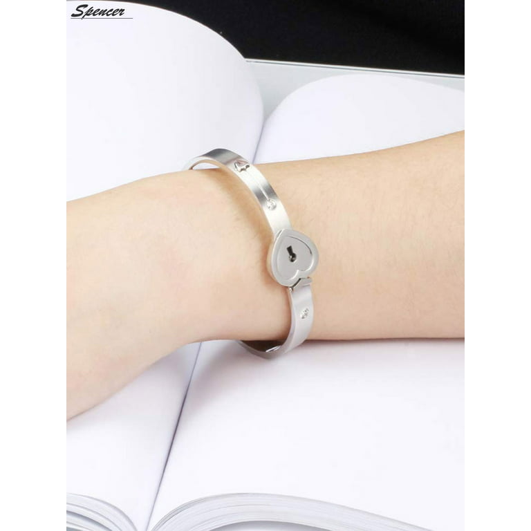 Silver Love Heart Lock Bracelet Key Pendant Necklace Couple Set