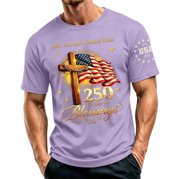 One Nation Under God 250 Years 250th Anniversary USA Funny T-Shirt,L
