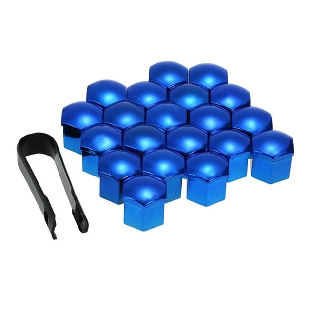 Almencla 20 Pieces 17mm Wheel Chrome Lug Nut Bolt Auto Hub Tyre Screw Protector Blue
