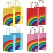 24pcs, Rainbow Present Bags Rainbow Birthday Candy Bags With Handles Goodie Treat Rainbow Gift Bags Colorful Cloud Paper Gift Wrap Bags For Supplies, Shopping Bag, Party Bag, Birthday Party Gift Bag