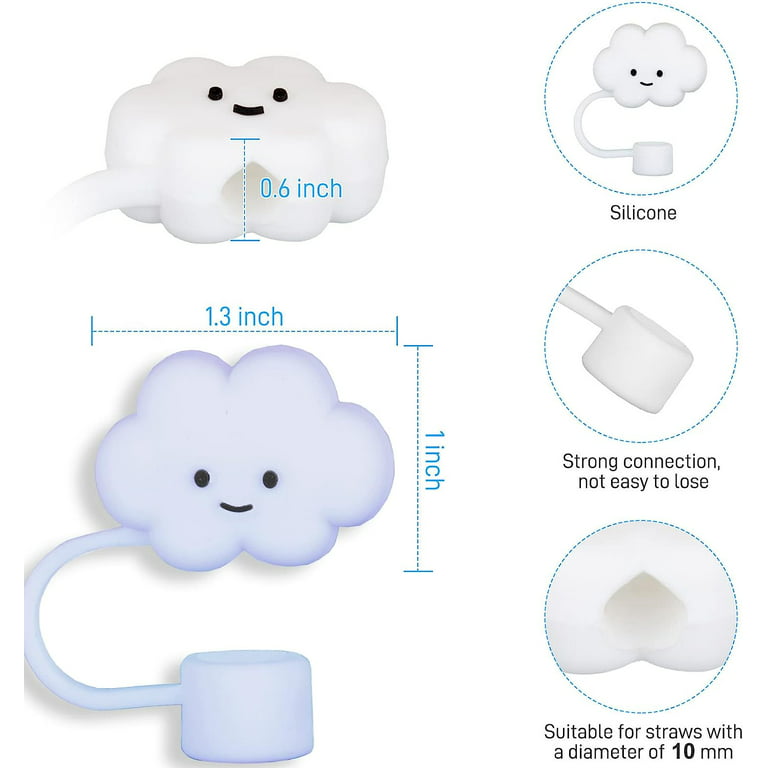3 Pack Compatible with Stanley 30&40 Oz Tumbler, 10mm Cloud Shape Straw  Covers Cover, Cute Silicone Cloud Straw Covers, Straw Protectors, Soft