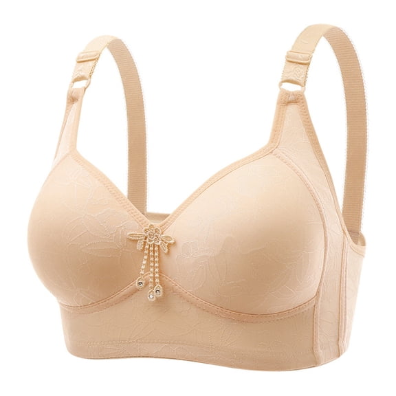 Bigersell Push Up Strapless Bra Women Thin Adjustment Chest Shape Bra Underwear No Underwire Tall Size Halter Sports Bra, Style 10290, Beige 42B