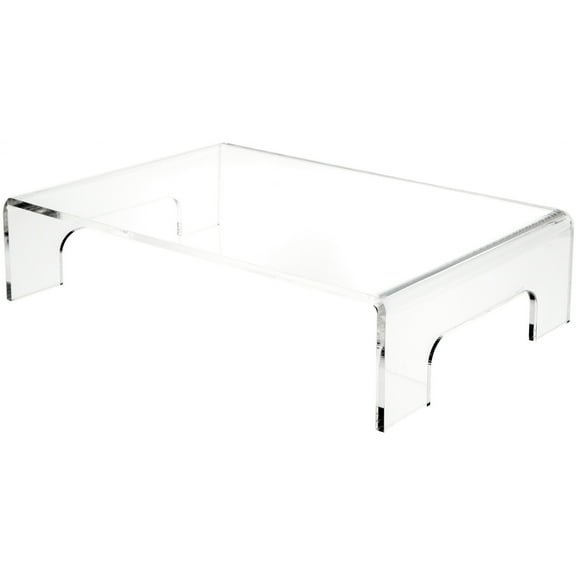 Plymor Clear Acrylic Display Riser with Tray Handles, 5" H x 21" W x 14" D (3/8" thick)