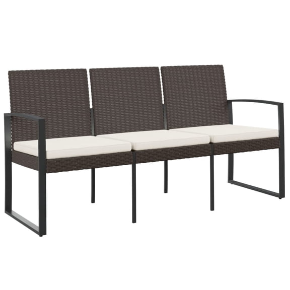 Casafoyer 3-Seater Patio Bench with Cushions Brown PP Rattan
