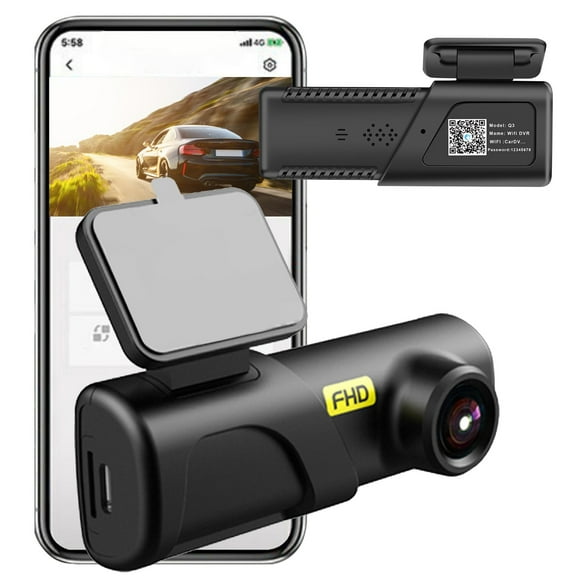 Dvkptbk Dash Cam 1080P High-Definition 160 Degree Wide-Angle WiFi Mobile Phone Interconnection Intelligent Voice Control 24-Hour Parking Monitoring Car Accessories