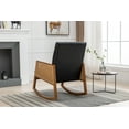 thumbnail image 4 of Modern Rocking Chair,Mid Century Modern Glider Chair Faux Leather Upholstered Rattan Chair,Single Accent Chair with Wood Arm Rests for Living Room Bedroom Office,Black PU, 4 of 7