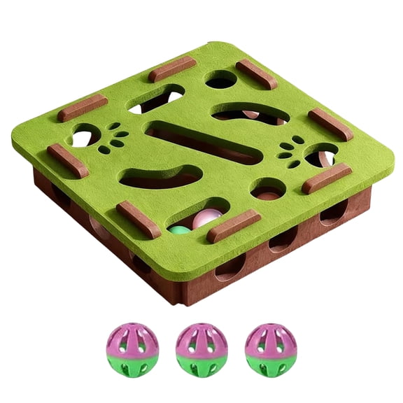 HUISZJ Cat Nail File Scratcher, Interactive Cat Nail File Scratcher Board with 3 Bell Balls, Cat Puzzle Maze Holes Toy for Scratching Hunting (Green)