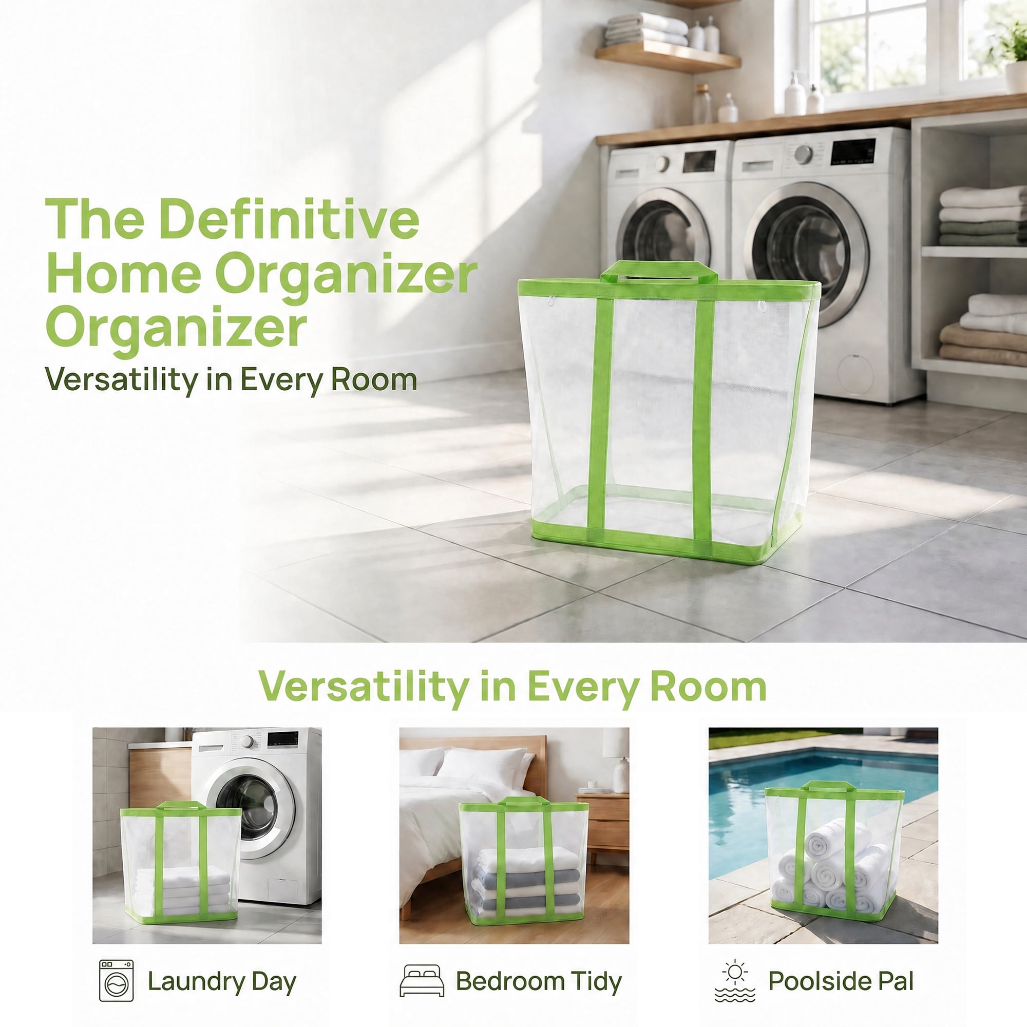 Unique Bargains Collapsible Polyester Laundry Hamper for Home and Travel Use 13.8"x8.7" Green