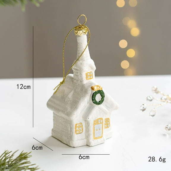 FlareFable Platinum Painting Christmas Nordic Style House Figurine, Xmas Hanging Pendant Decoration Ornament, Creative Desk Decor for Christmas Decoration, Perfect Christmas Tree Decorations Gift