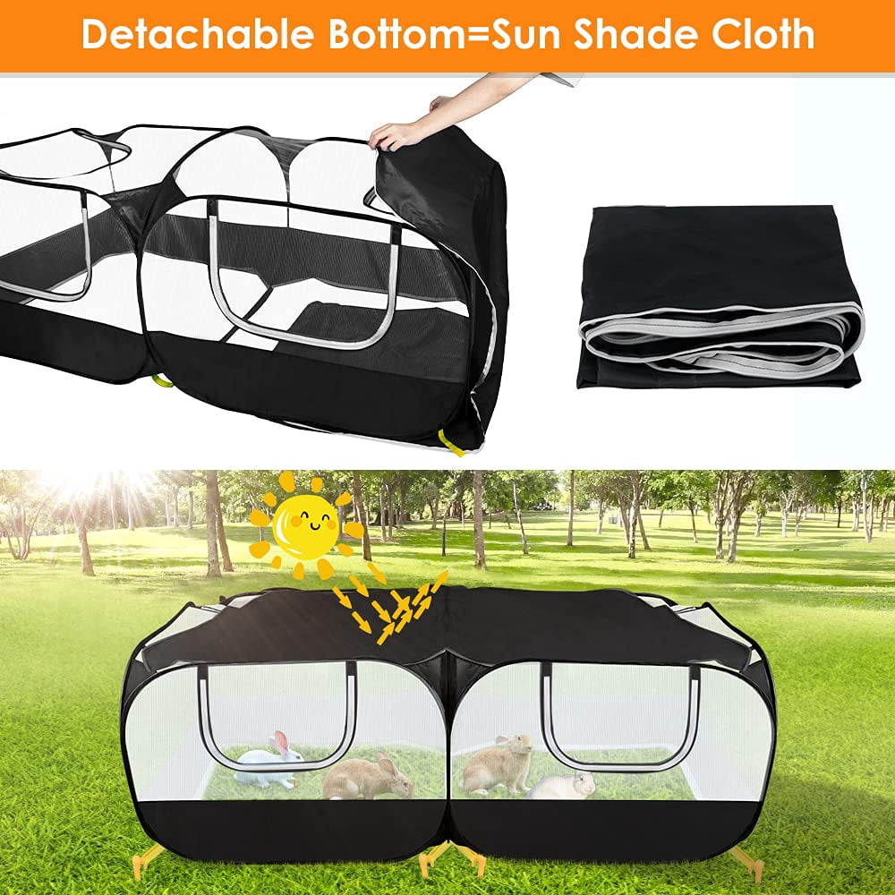 Small Animals Playpen, Chicken Pen with Escape-Proof Detachable Bottom & 4 Zipper Doors,, Escape-Proof Pet Enclosure Tent for Puppy Kitten Rabbits Indoor Outdoor playpen
