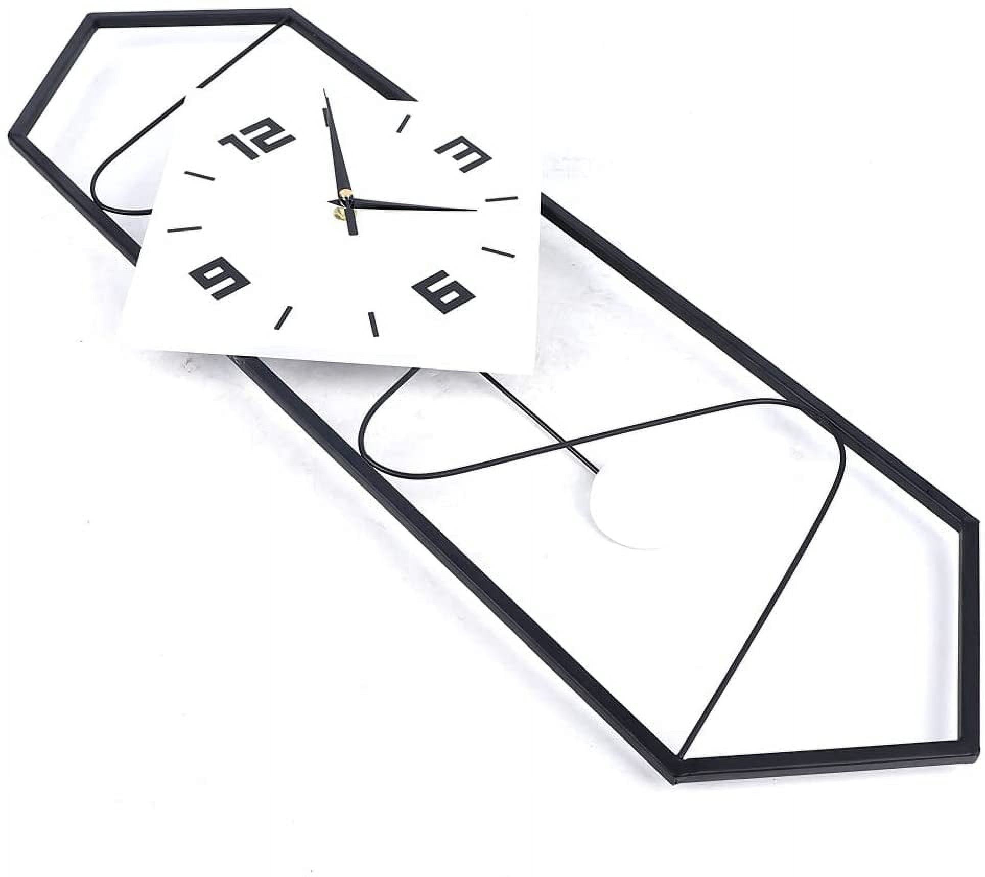 Fichiouy Large Wall Clock Modern Design Silent Digital Clock for Living Room Bedroom Office Decora Black&White