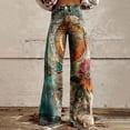thumbnail image 2 of yunLCZ Womens Dress Pants Wide Leg Pants Woman High Waist Floral Patterned Pants Lightweight Loose Fit Casual Colorful Trouser Imitation Jeans Office Slacks, 2 of 4
