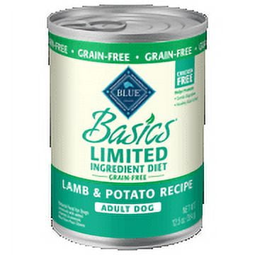 Blue Buffalo Basics Limited Ingredient Diet, Grain Free Natural Adult Wet Dog Food, Lamb 12.5-oz cans