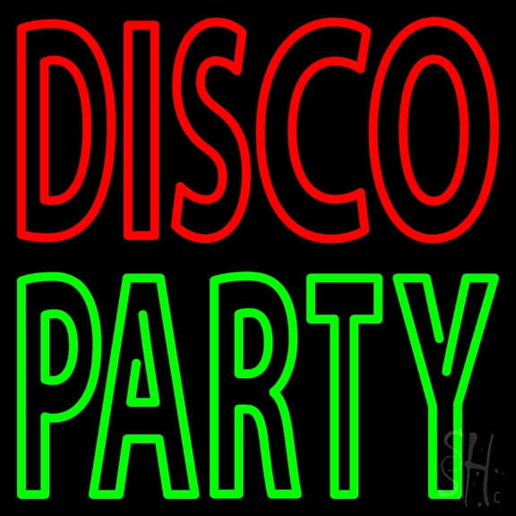 Disco Party 1 LED Neon Sign 16 x 16 - inches, Black Square Cut Acrylic Backing, with Dimmer - Bright and Premium built indoor LED Neon Sign for Event, Party.