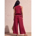 thumbnail image 6 of Women'S Linen 2 Piece Outfits Sleeveless Ruffle Top Wide Leg Pants Summer Loungewear Beach Sets XXL, 6 of 8