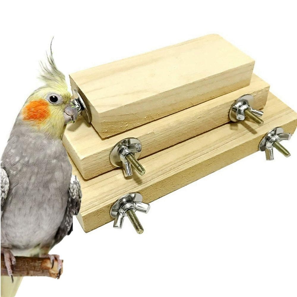 Windfall Bird Perch Stand Platform Natural Wood Playground Paw Grinding Clean for Pet Parrot ...