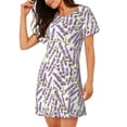 thumbnail image 2 of Easygdp Lavender Flowers Camisón de manga corta para mujer, informal, estampado, 2 of 6