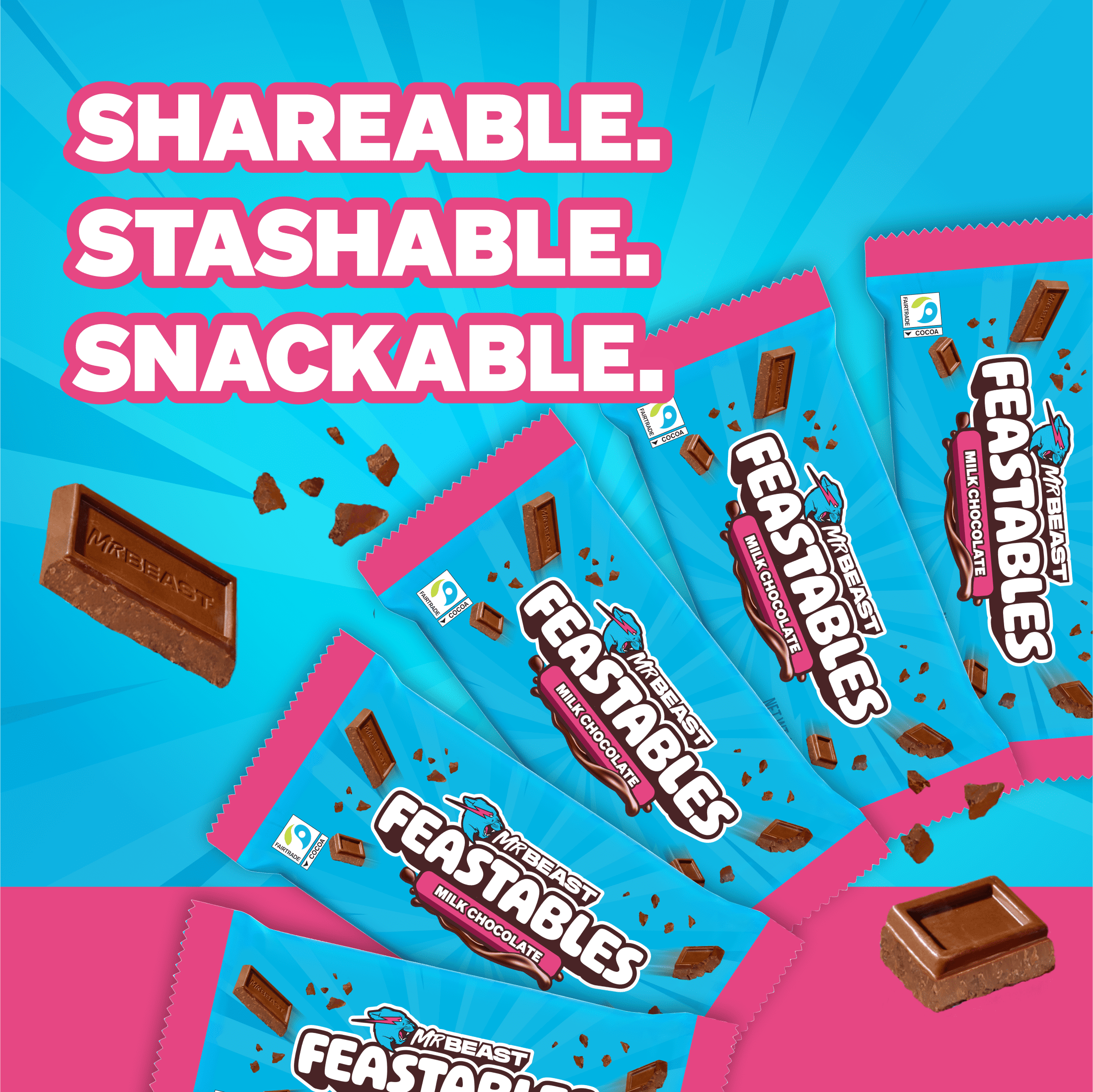 Feastables MrBeast Milk Chocolate Bar, 1.24 oz (35g), 5 Count